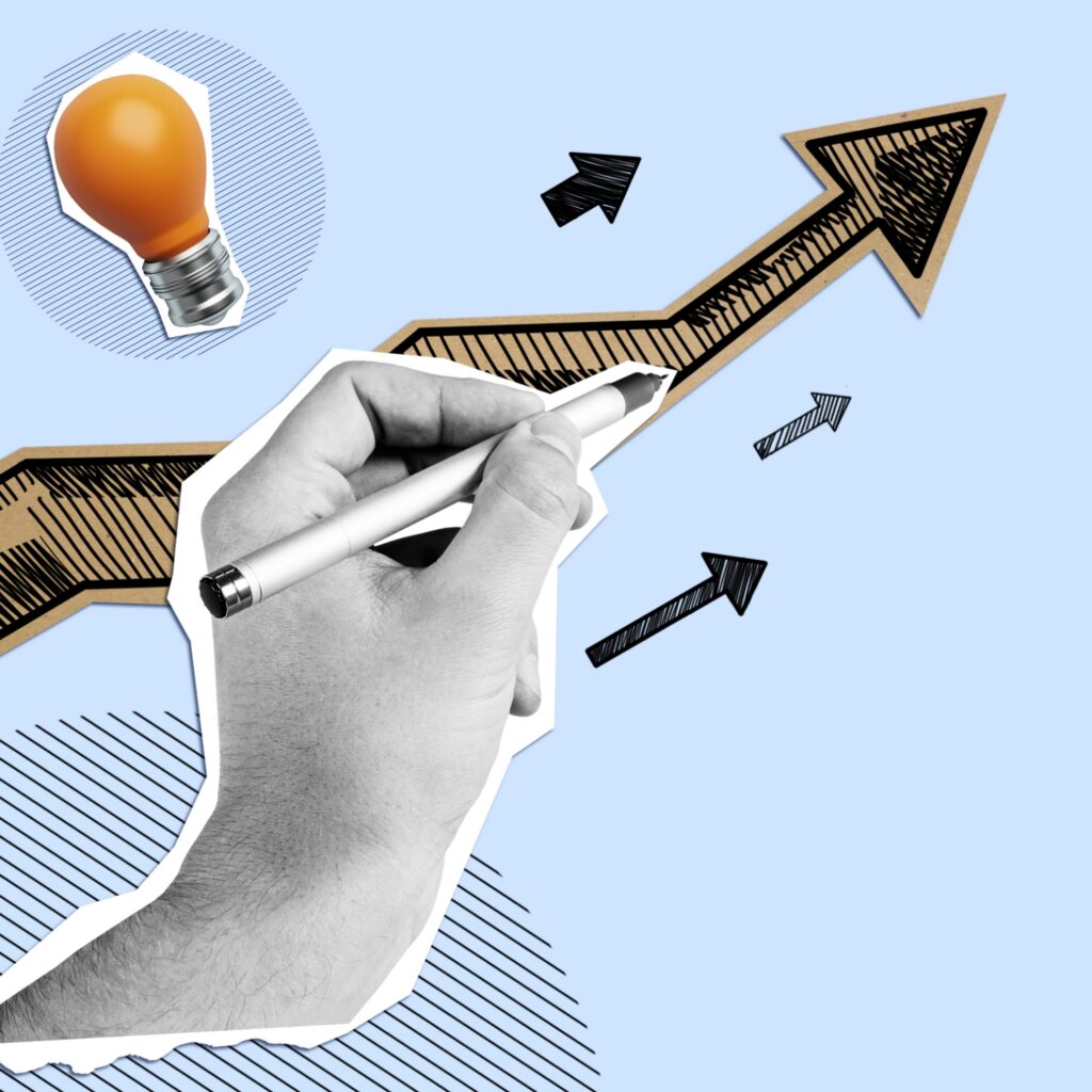 hand-drawing-upward-arrow-with-light-bulb-symbolizing-creativity-growth-blue-background